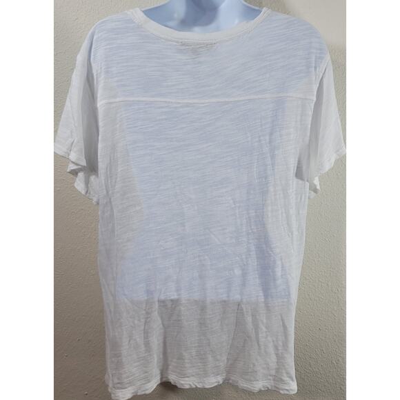 Banana Republic White Slub Knit Exposed Stitching Top Medium Lightweight Stretch - Picture 3 of 5